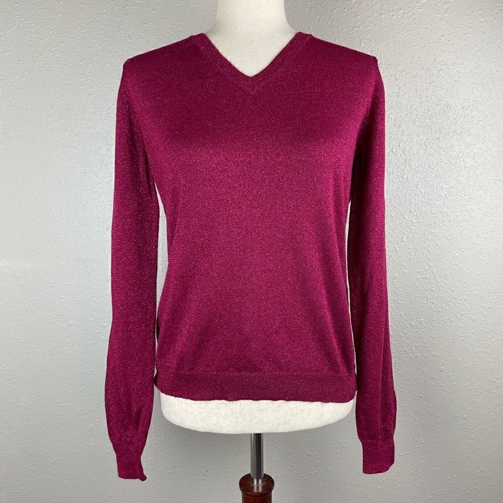 PBX Basics V-Neck Long Sleeve Top Size M EUC